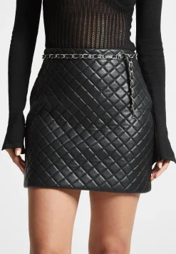 Vegan Leather Quilted Mini Skirt with Chain -^Manière De Voir Online