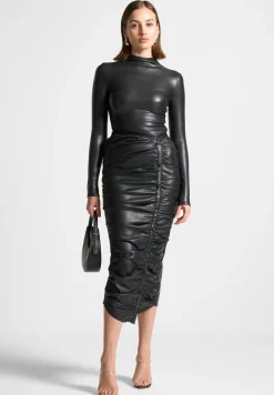 Vegan Leather Ruched Midaxi Skirt -^Manière De Voir Sale
