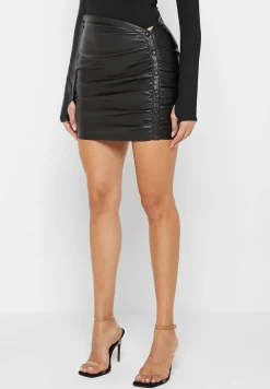 Vegan Leather Ruched Mini Skirt -^Manière De Voir Sale