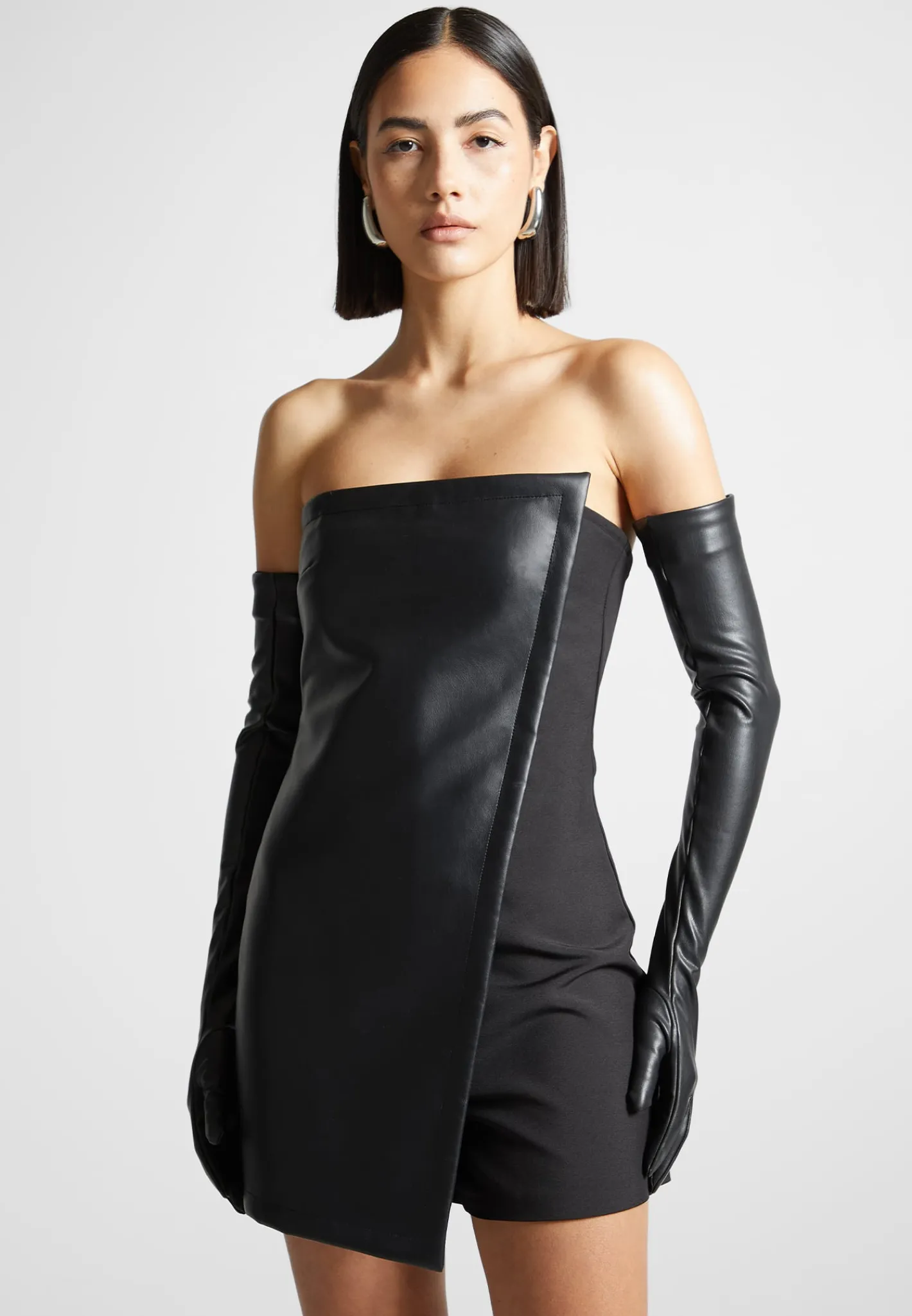 Vegan Leather Tailored Playsuit with Gloves -^Manière De Voir Discount