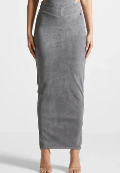 Vegan Suede Midaxi Skirt - Light Grey^Manière De Voir New