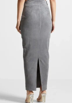 Vegan Suede Midaxi Skirt - Light Grey^Manière De Voir New