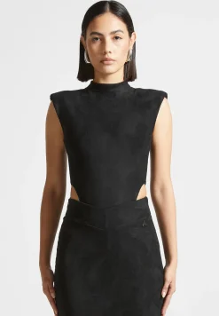 Vegan Suede Wide Shoulder Bodysuit -^Manière De Voir Outlet