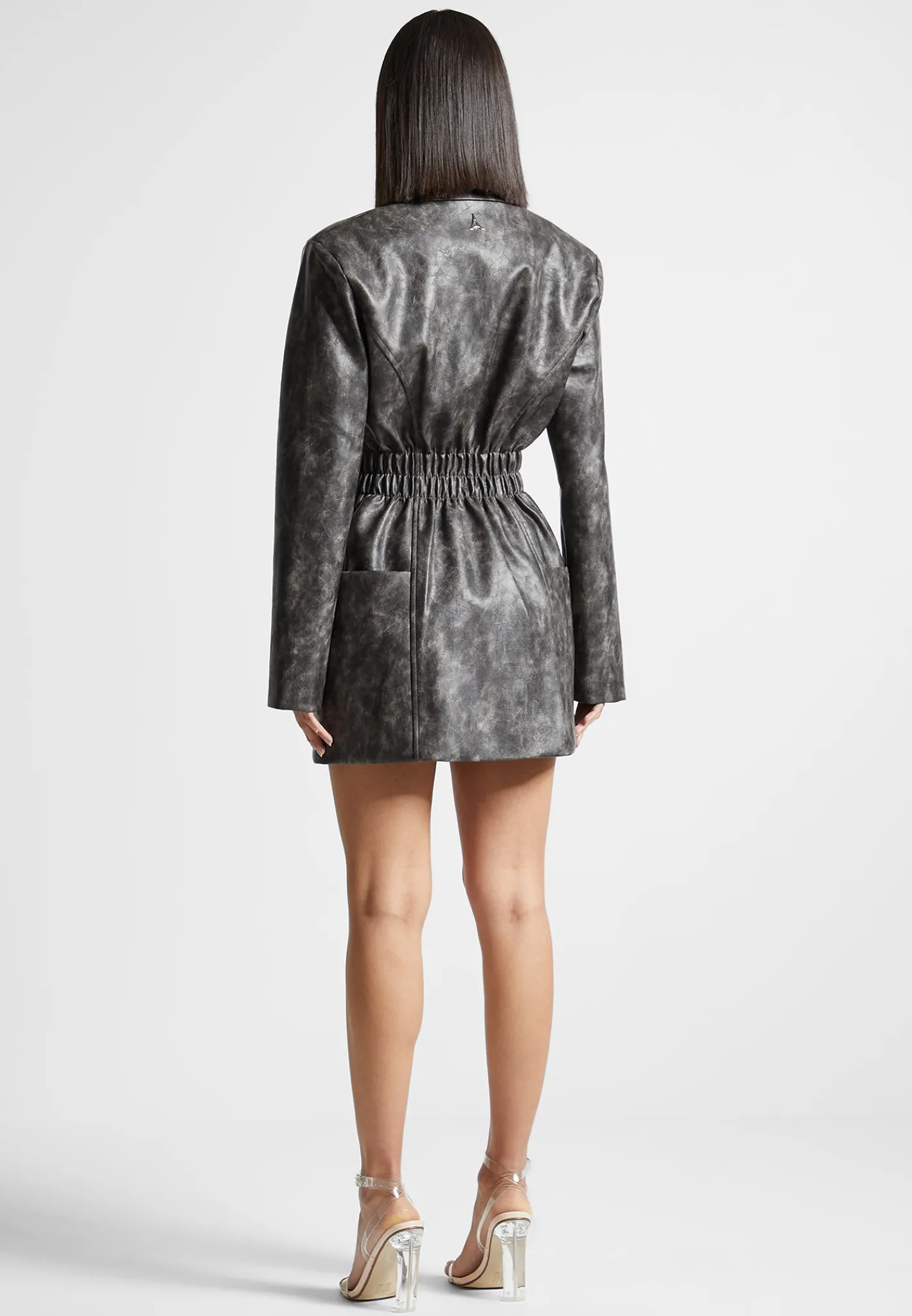 Vintage Double Breasted Vegan Leather Blazer Dress -^Manière De Voir New
