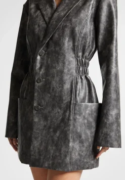 Vintage Double Breasted Vegan Leather Blazer Dress -^Manière De Voir New