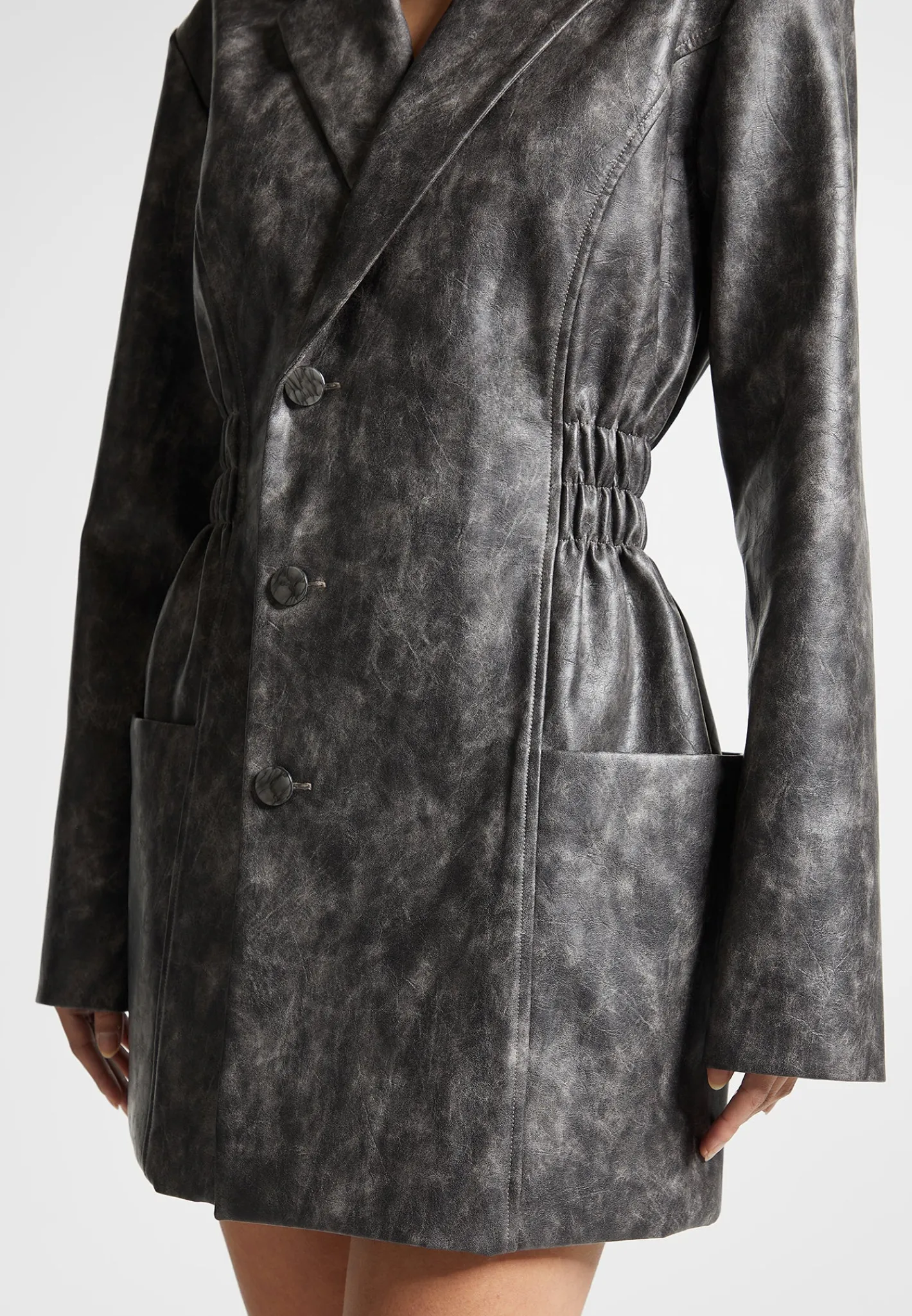 Vintage Double Breasted Vegan Leather Blazer Dress -^Manière De Voir New