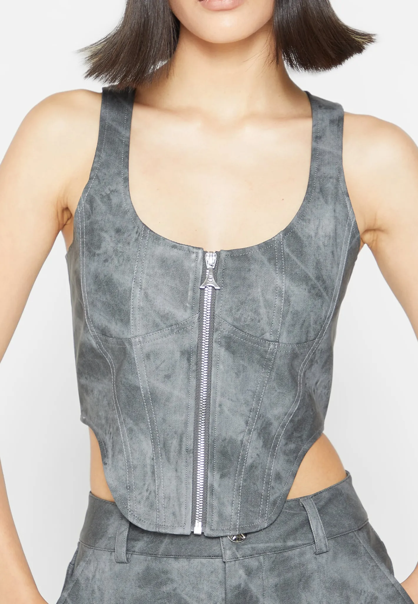 Vintage Marble Leather Corset Top - Washed^Manière De Voir Clearance