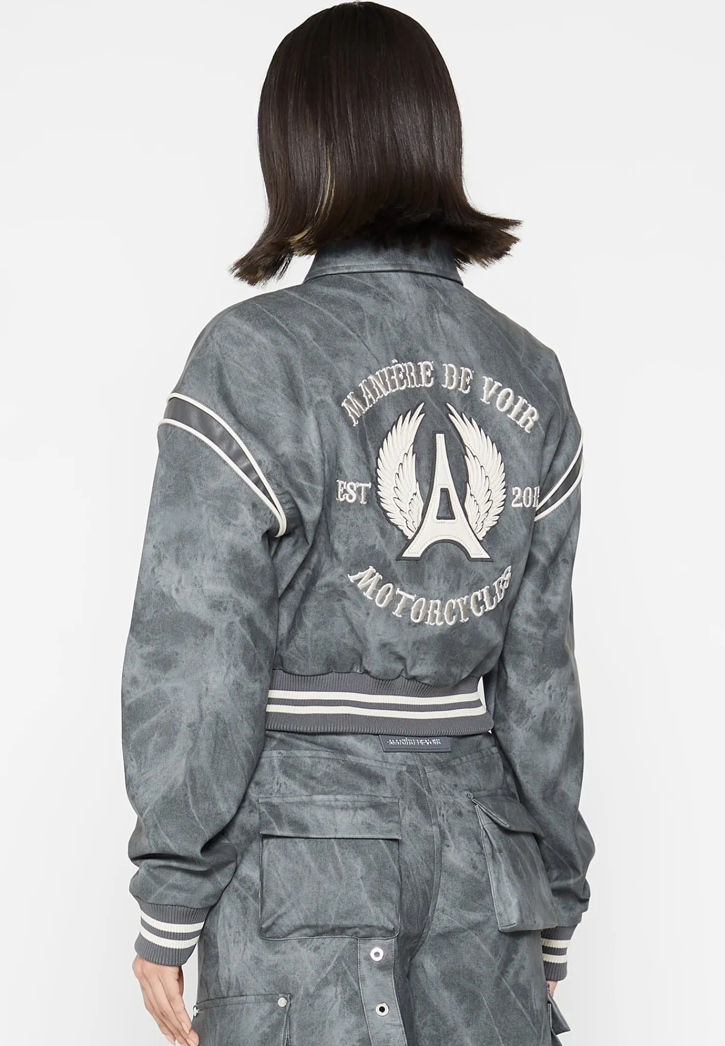 Vintage Marble Leather Varsity Jacket - Washed^Manière De Voir Hot