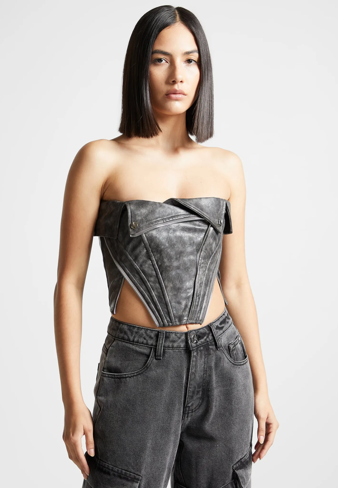 Vintage Vegan Leather Biker Corset -^Manière De Voir Sale