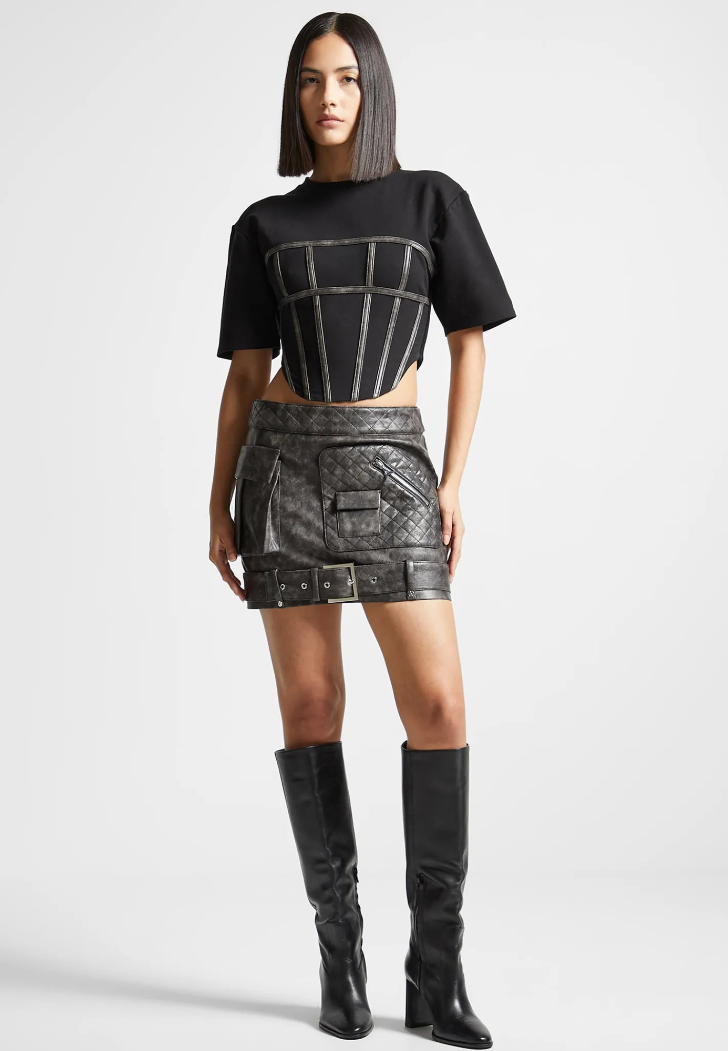 Vintage Vegan Leather Cargo Mini Skirt -^Manière De Voir Hot