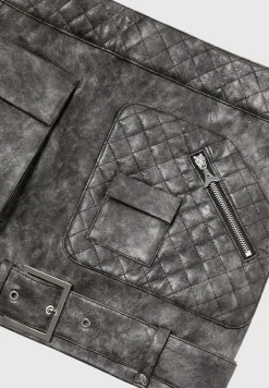Vintage Vegan Leather Cargo Mini Skirt -^Manière De Voir Hot