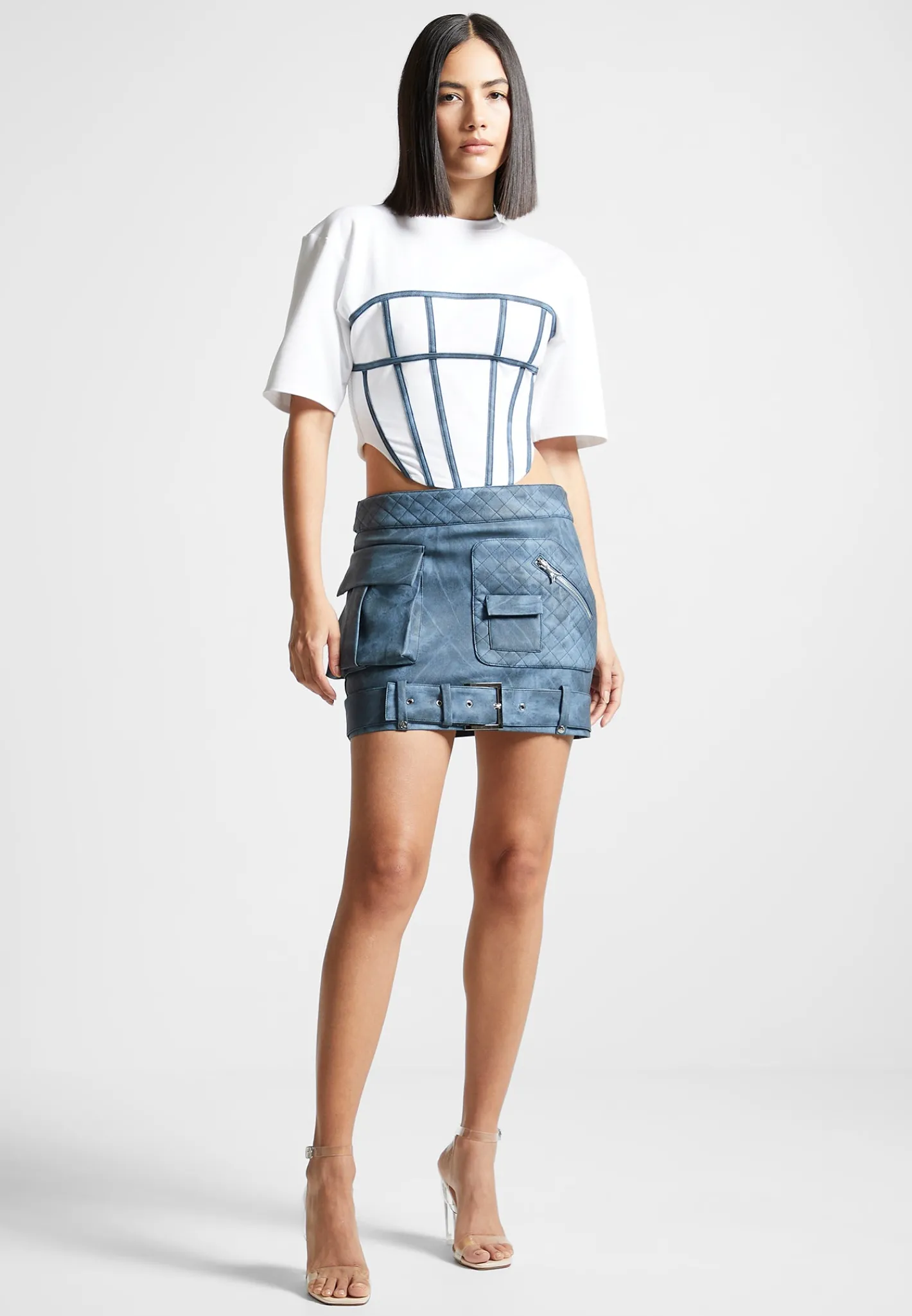 Vintage Vegan Leather Cargo Mini Skirt -^Manière De Voir Sale