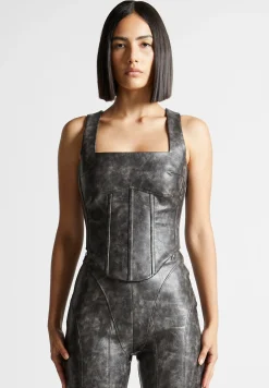 Vintage Vegan Leather Corset Top -^Manière De Voir Best