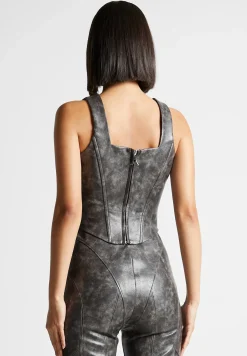 Vintage Vegan Leather Corset Top -^Manière De Voir Best