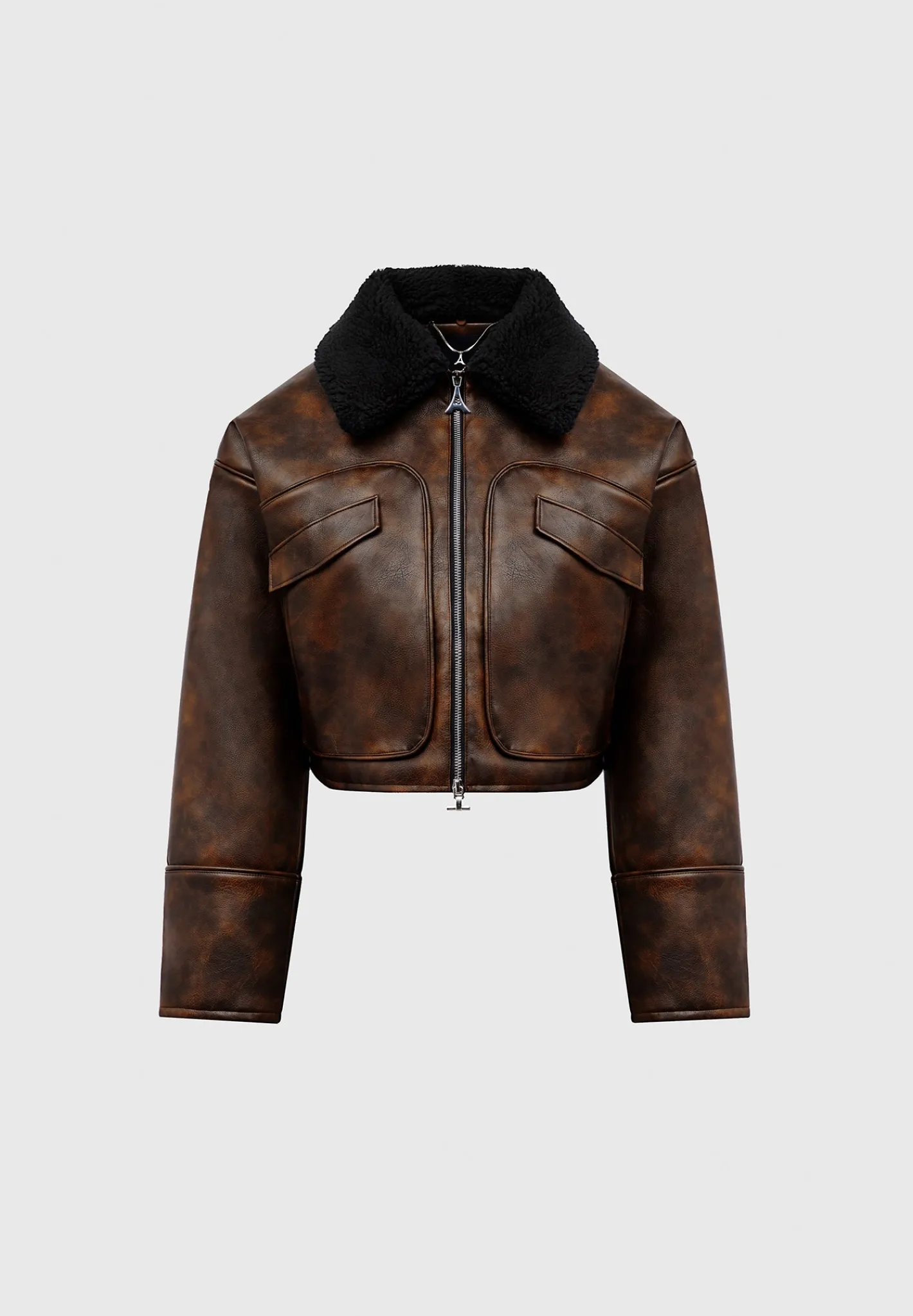 Vintage Vegan Leather Jacket with Detachable Collar -^Manière De Voir Outlet