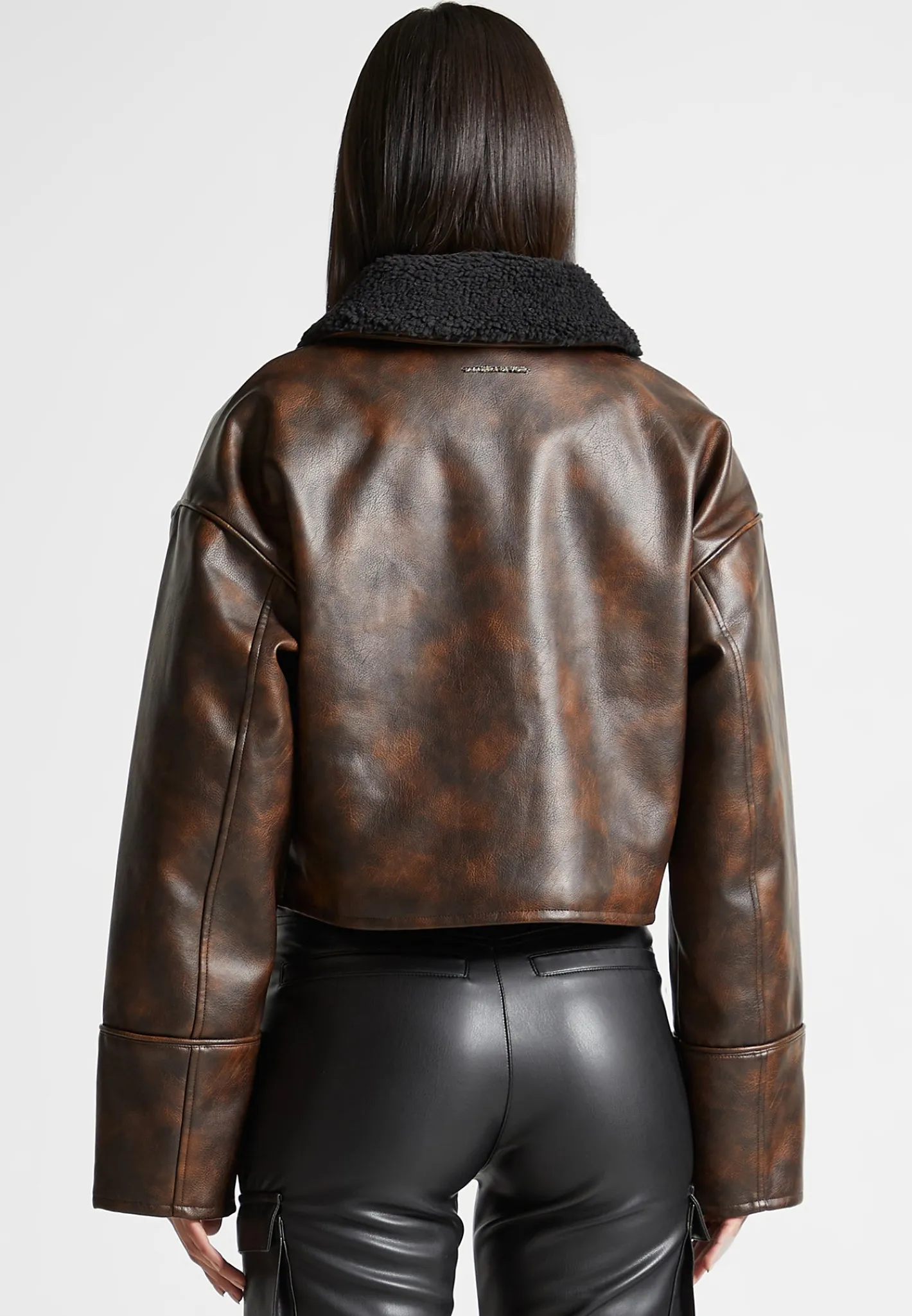 Vintage Vegan Leather Jacket with Detachable Collar -^Manière De Voir Outlet