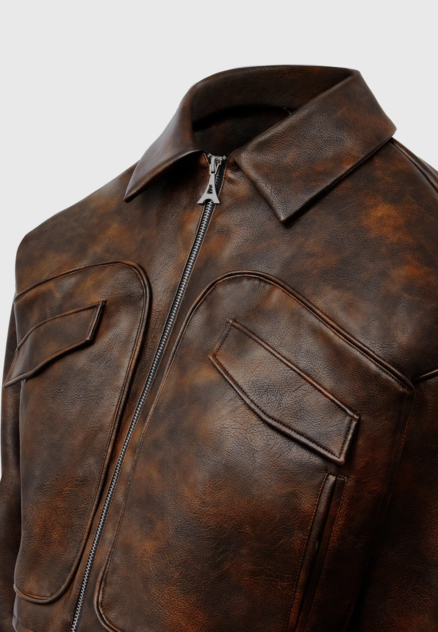 Vintage Vegan Leather Jacket with Detachable Collar -^Manière De Voir Outlet