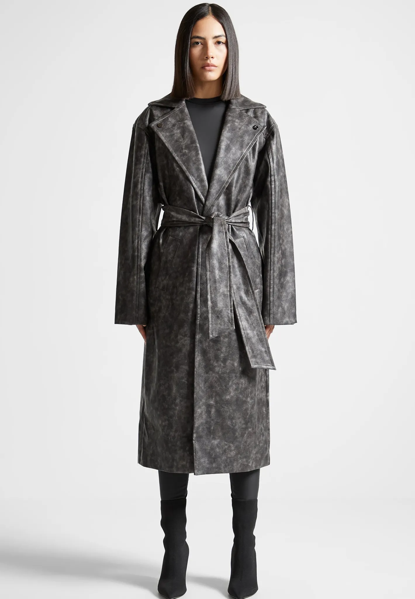 Vintage Vegan Leather Trench Coat -^Manière De Voir Hot