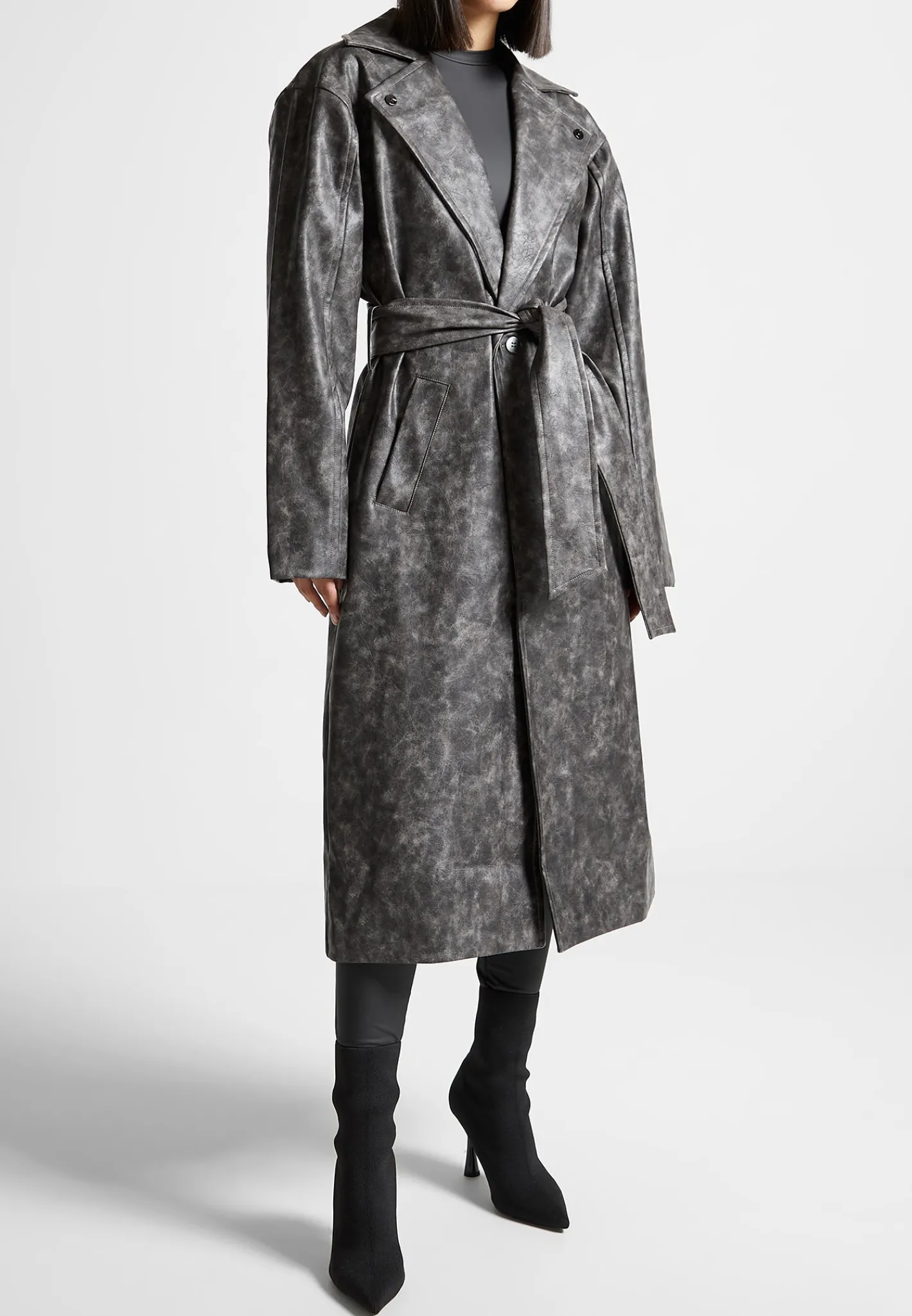 Vintage Vegan Leather Trench Coat -^Manière De Voir Hot