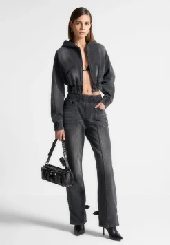 Washed Denim Jersey Hoodie - Washed Black^Manière De Voir Hot