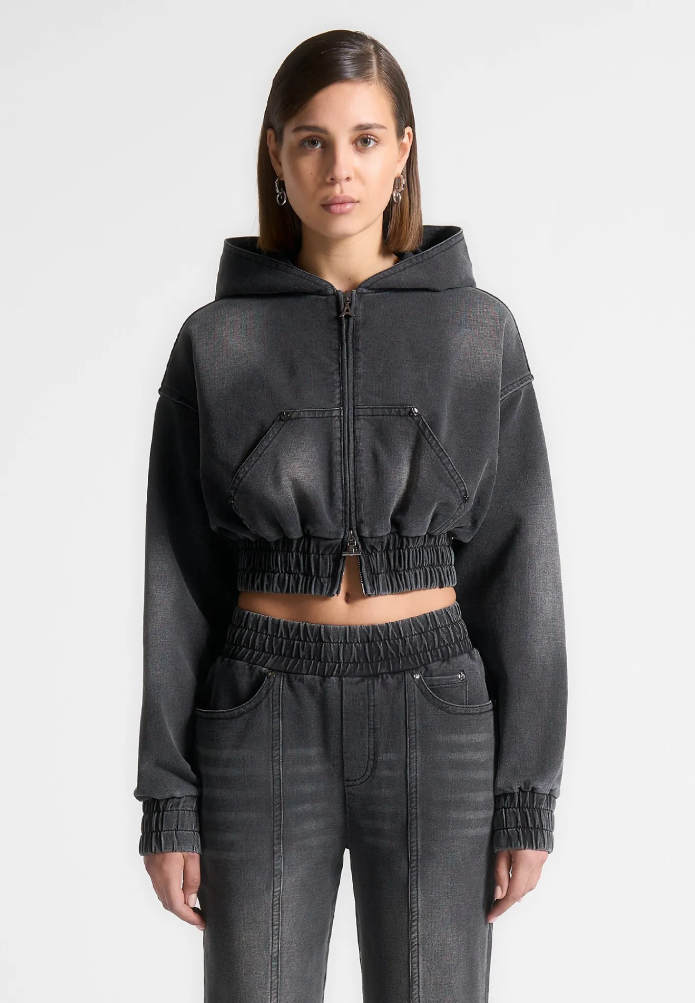 Washed Denim Jersey Hoodie - Washed Black^Manière De Voir Hot