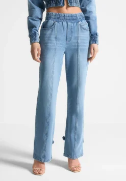 Washed Denim Jersey Joggers - Mid Blue^Manière De Voir Online