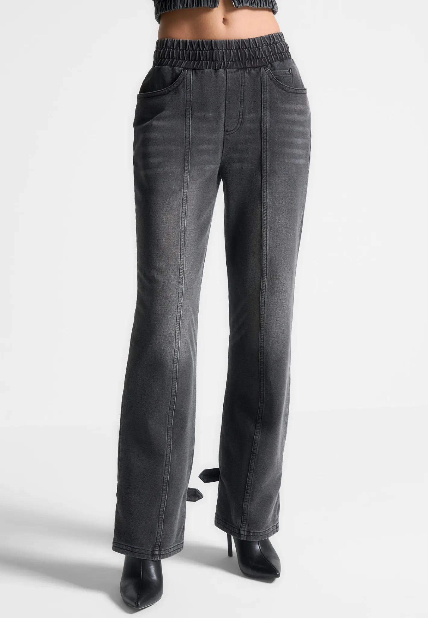 Washed Denim Jersey Joggers - Washed Black^Manière De Voir Outlet