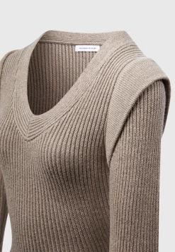 Wide Shoulder Knitted Contour Mini Dress -^Manière De Voir New