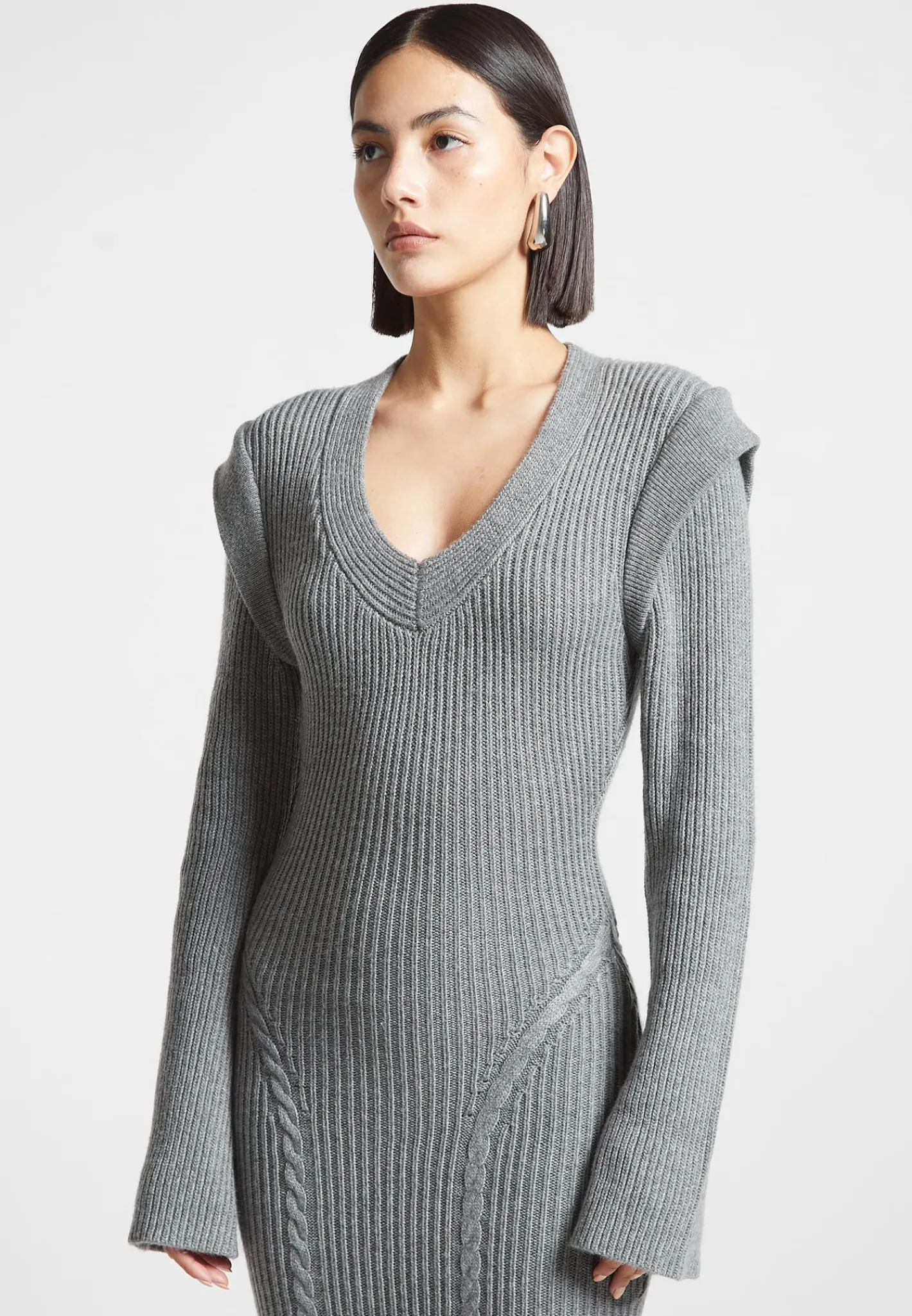 Wide Shoulder Knitted Midaxi Dress -^Manière De Voir New