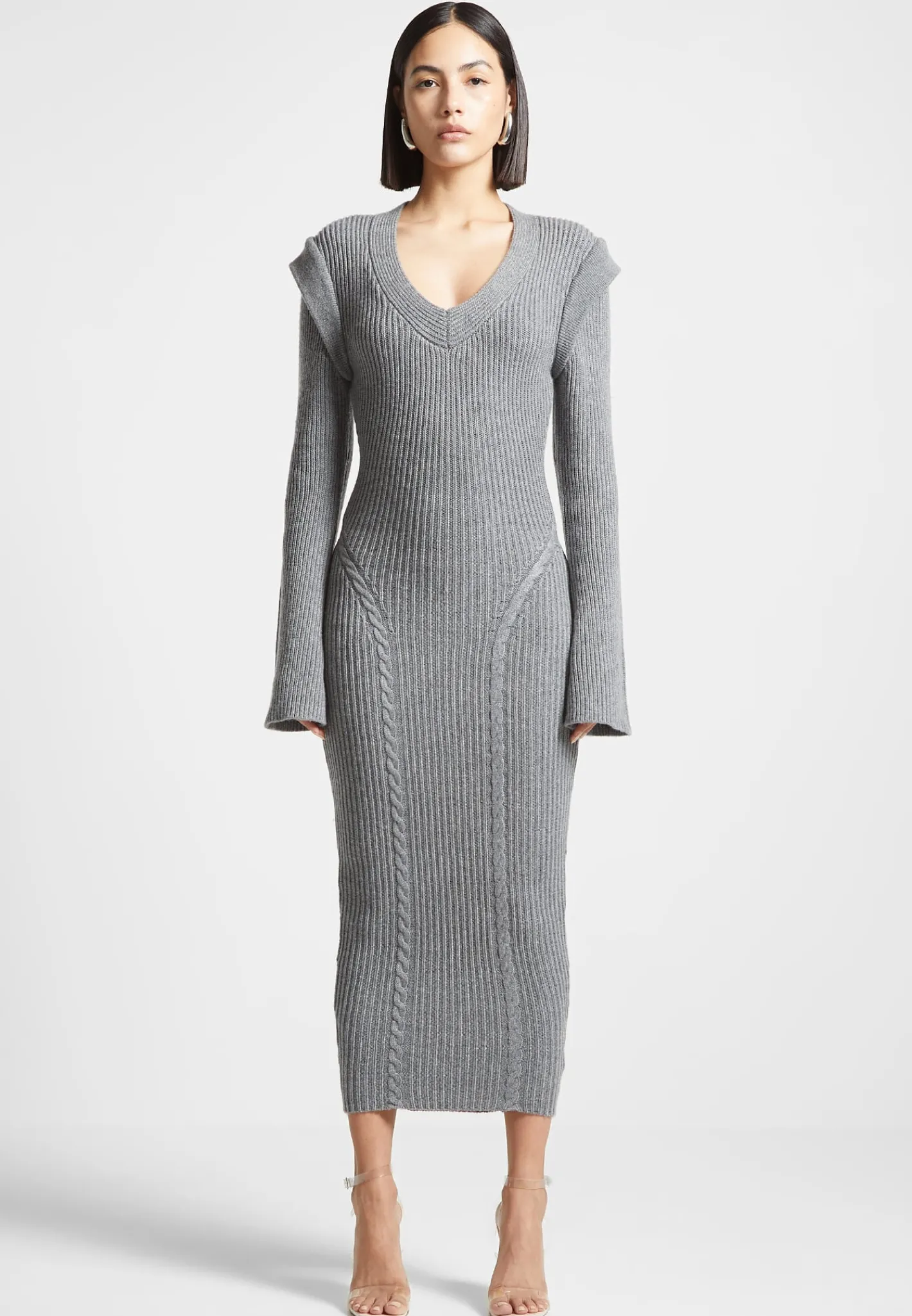 Wide Shoulder Knitted Midaxi Dress -^Manière De Voir New