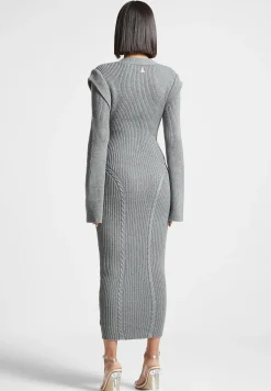 Wide Shoulder Knitted Midaxi Dress -^Manière De Voir New