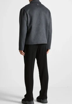Wool Blend Boxy Jacket with Pleat - Charcoal Grey^Manière De Voir Online