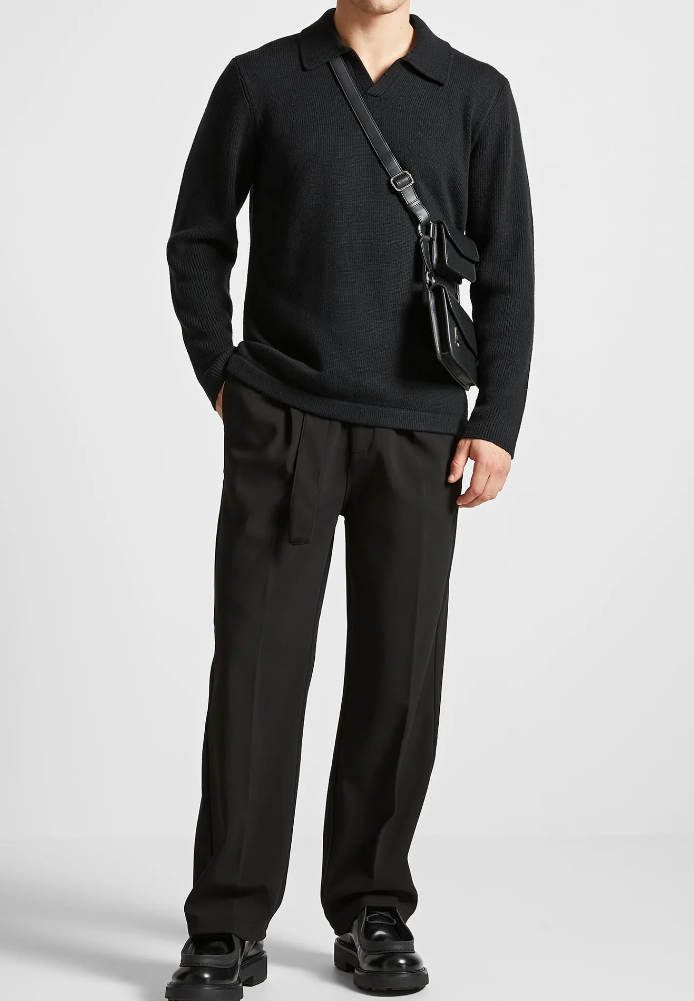 Wool Blend Knit Revere Long Sleeve Jumper -^Manière De Voir New