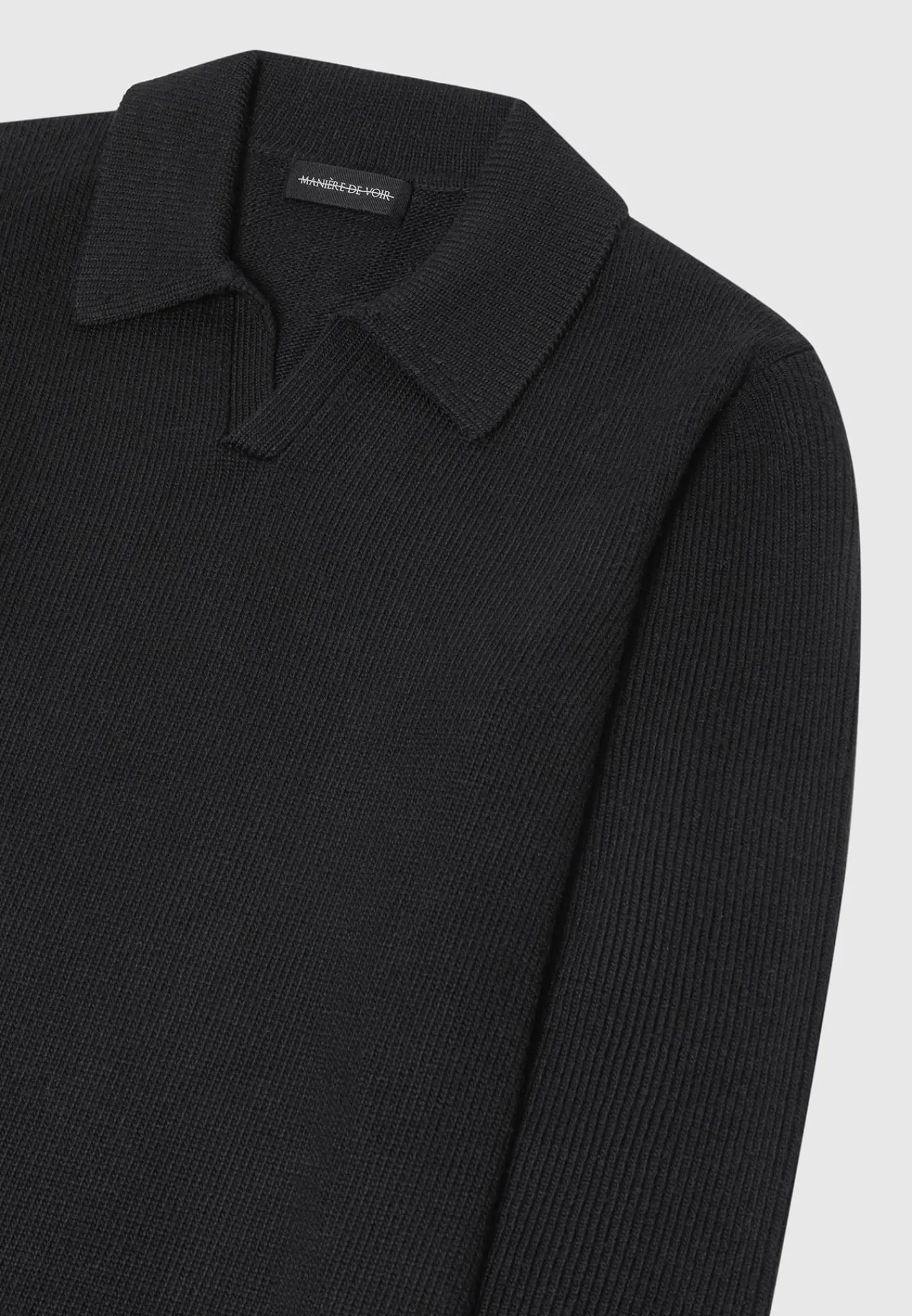 Wool Blend Knit Revere Long Sleeve Jumper -^Manière De Voir New