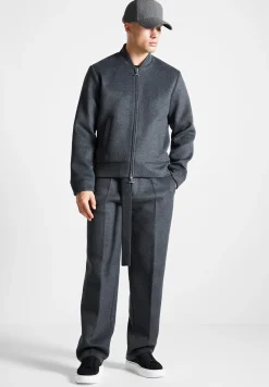 Wool Blend Marl Belted Trousers - Charcoal Grey^Manière De Voir Best
