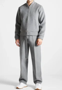 Wool Blend Marl Belted Trousers - Light Grey^Manière De Voir Fashion