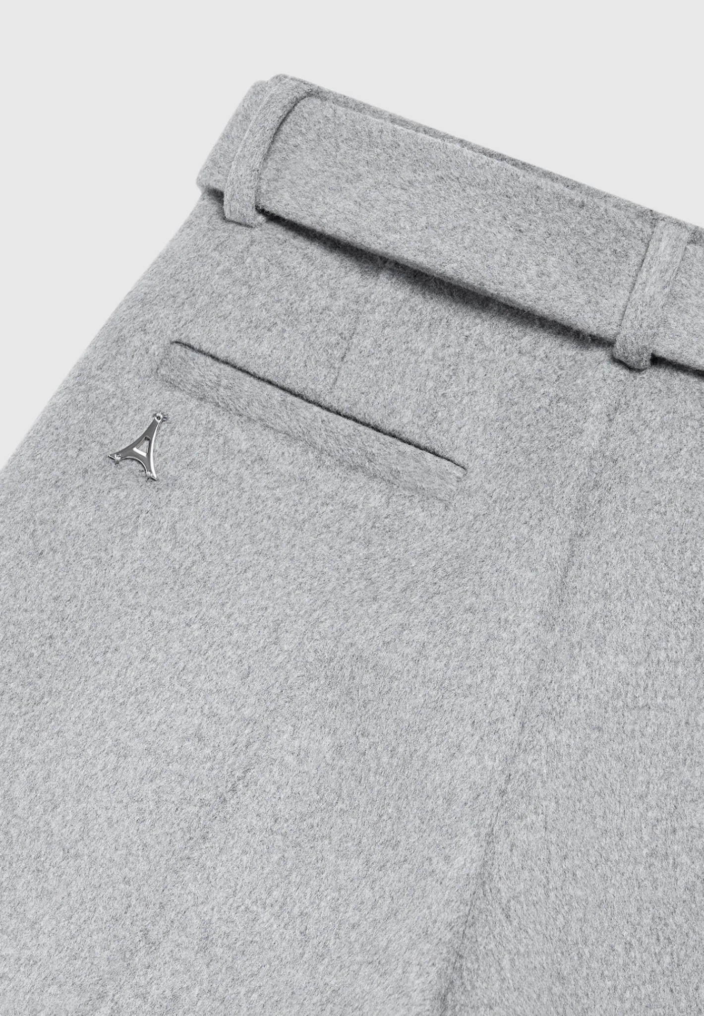 Wool Blend Marl Belted Trousers - Light Grey^Manière De Voir Fashion