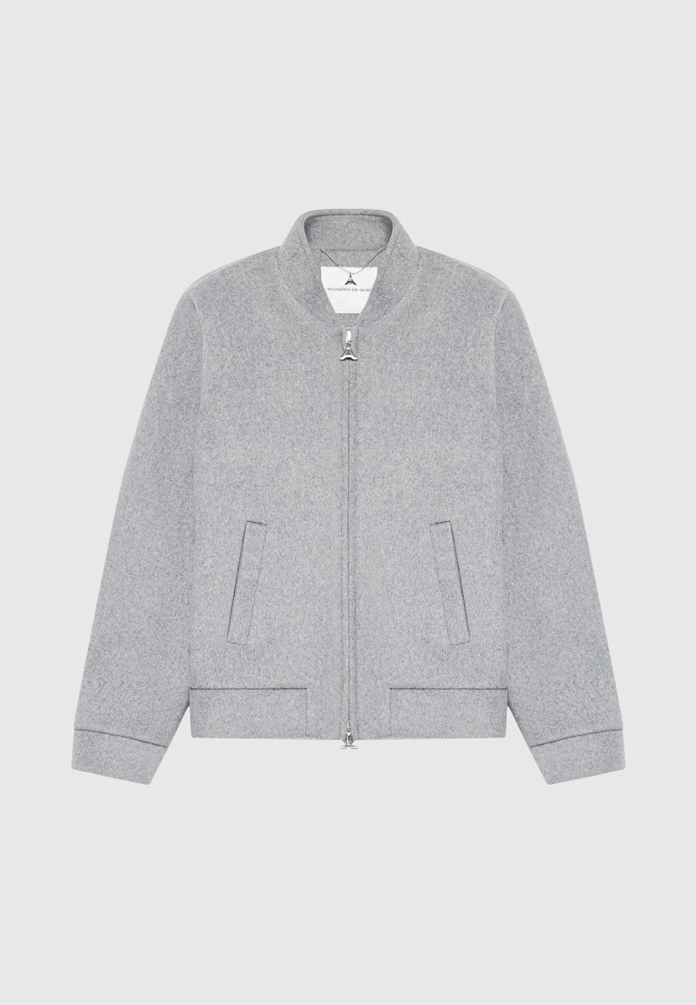 Wool Blend Marl Bomber Jacket - Light Grey^Manière De Voir Sale