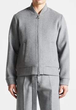 Wool Blend Marl Bomber Jacket - Light Grey^Manière De Voir Sale