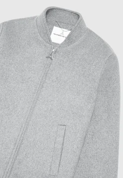 Wool Blend Marl Bomber Jacket - Light Grey^Manière De Voir Sale