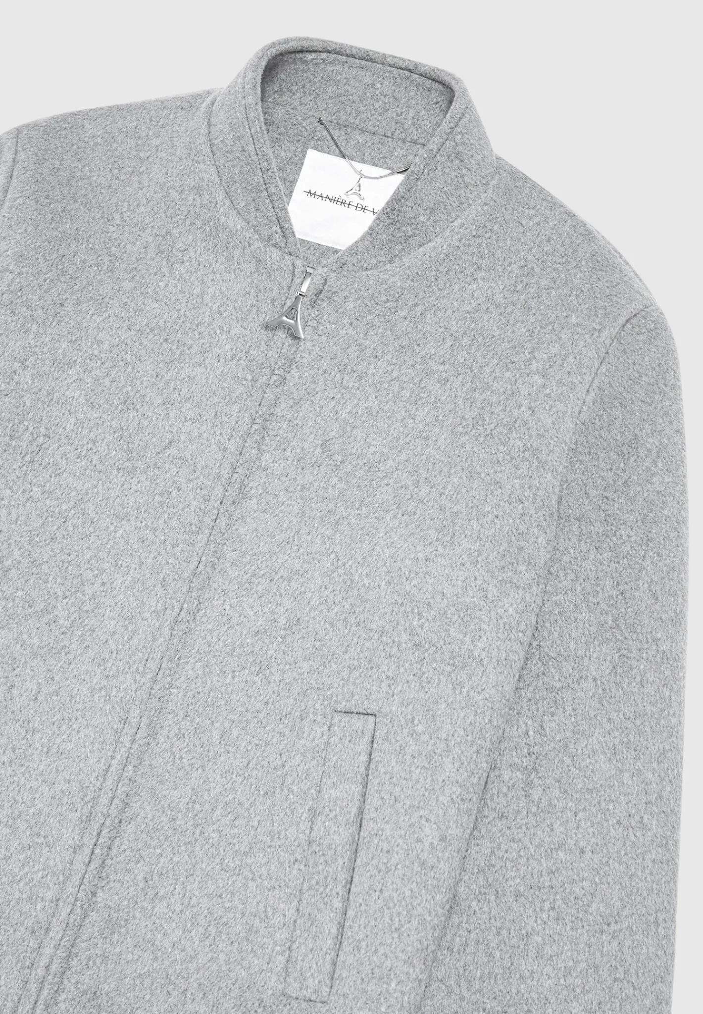 Wool Blend Marl Bomber Jacket - Light Grey^Manière De Voir Sale