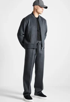 Wool Blend Marl Bomber Jacket - Charcoal Grey^Manière De Voir Sale
