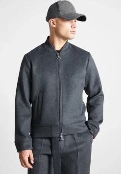 Wool Blend Marl Bomber Jacket - Charcoal Grey^Manière De Voir Sale