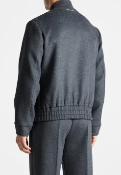 Wool Blend Marl Bomber Jacket - Charcoal Grey^Manière De Voir Sale
