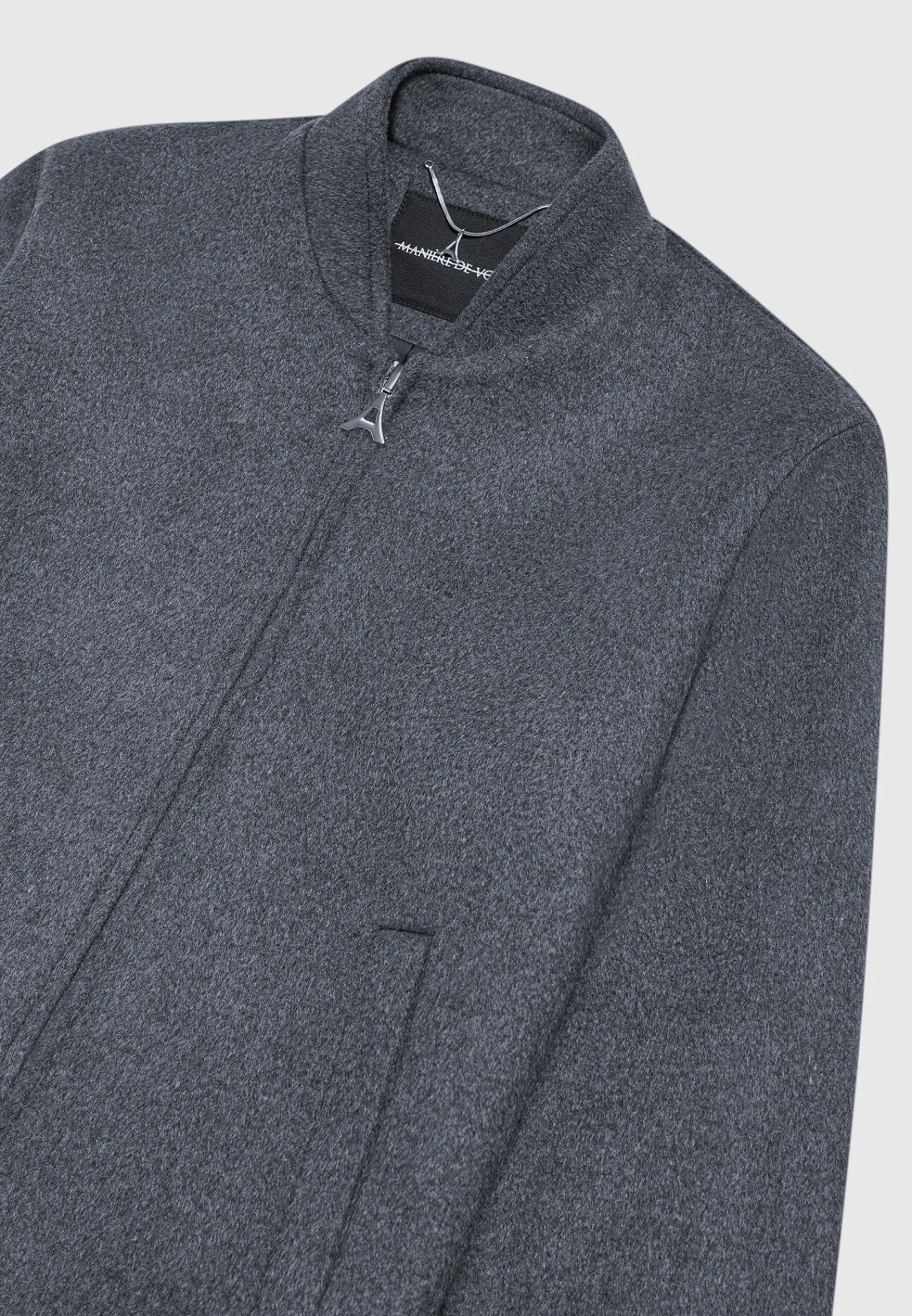 Wool Blend Marl Bomber Jacket - Charcoal Grey^Manière De Voir Sale