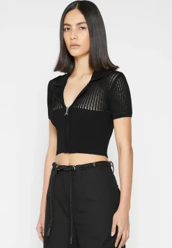 Zip Front Knitted Crop Top -^Manière De Voir Discount